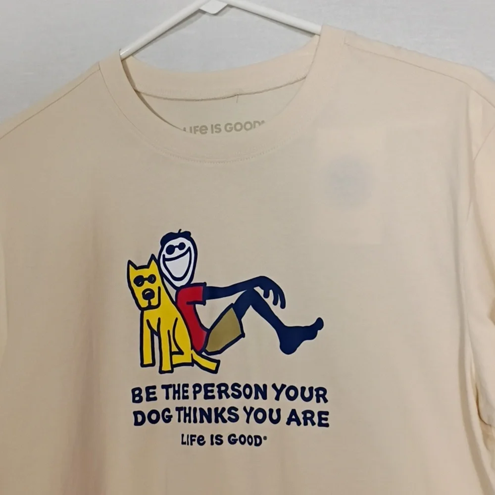 NWT Life Is Good Putty White Jack And Rocket Be The Person Tee Size Small Cotton - Picture 2 of 8
